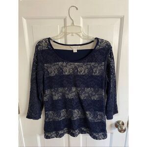 Christopher & Banks floral lace shirt size M